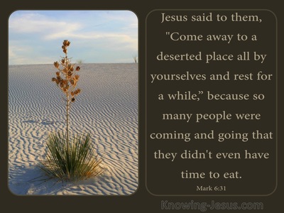 Mark 6:31 Come Ye Yourselves Apart Into A Desert Place And Rest (brown)